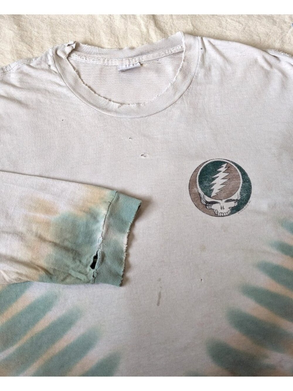 VTG Grateful Dead 1996 Distressed Paper Thin Long Sleeve Tie Dye Anvil XL USA